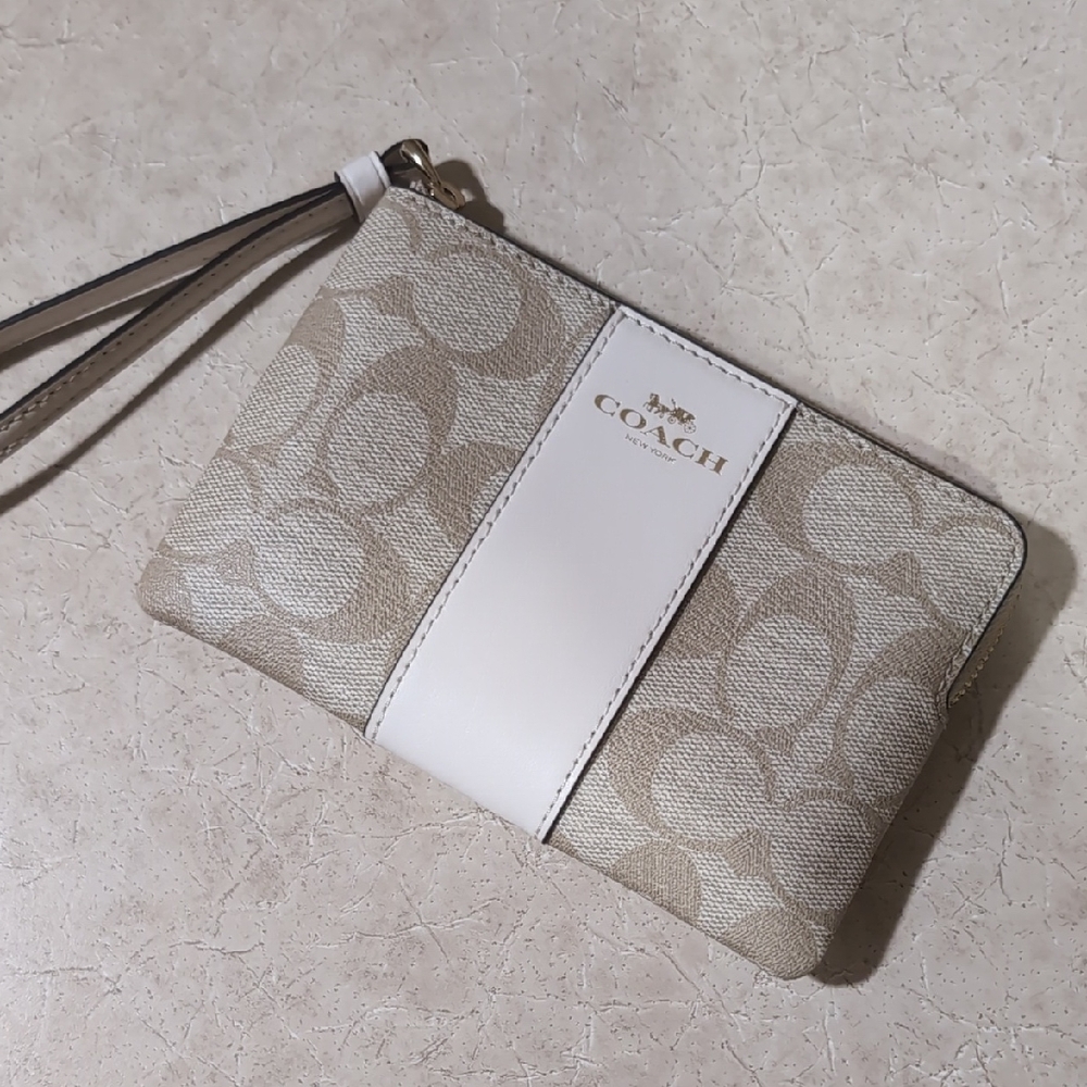 Coach Tan and Cream Wristlet